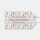 Schattigee moderne rustieke kerstbomen wintervakan cadeaulabel (Voorkant (Horizontaal))