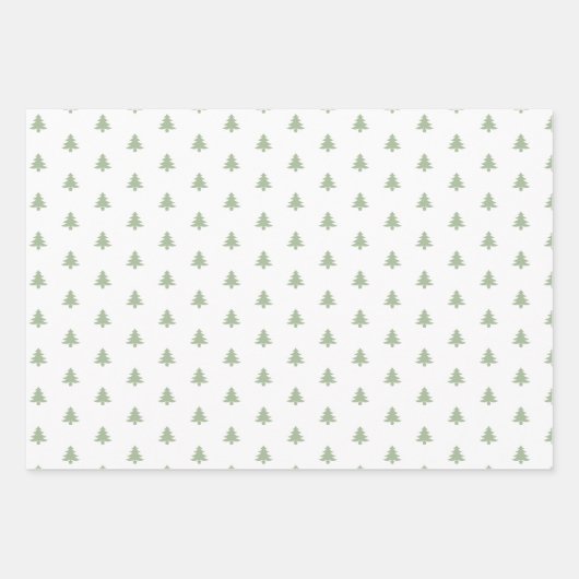 Schattigee Moderne Sage Groene Sneeuwman Kerstbome Inpakpapier Vel (Voorkant 2)