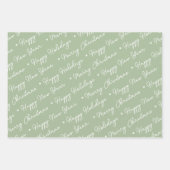 Schattigee Moderne Sage Groene Sneeuwman Kerstbome Inpakpapier Vel (Voorkant)