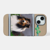 Schattigee moderne Shetland Sheepdog hondenkunst iPhone 15 Case (Achterkant horizontaal)