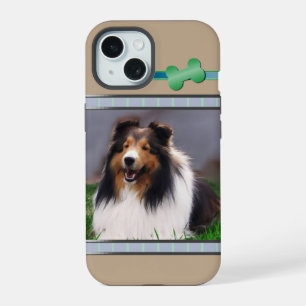 Schattigee moderne Shetland Sheepdog hondenkunst iPhone 15 Case