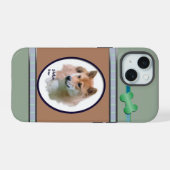 Schattigee moderne Shiba Inu hondenkunst iPhone 15 Case (Achterkant horizontaal)