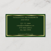 Schattigee moderne smaragdgroen en gouden professi visitekaartje (Achterkant)