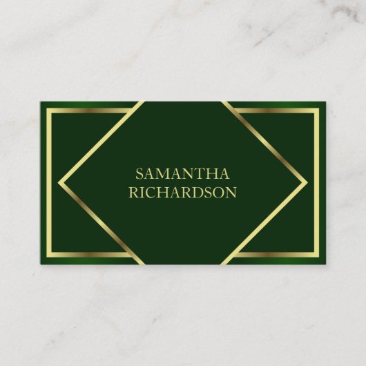 Schattigee moderne smaragdgroen en gouden professi visitekaartje (Voorkant)