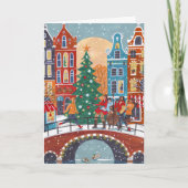 Schattigee moderne stad Amsterdam Kerst Kaart (Voorkant)