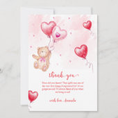 Schattigee moderne teddybeer hart ballon Baby show Bedankkaart (Voorkant)