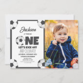 Schattigee moderne voetbalsport foto 1e verjaardag kaart (Voorkant)