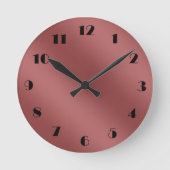 Schattigee moderne Waterverf gradiënt effen rode k Ronde Klok (Voorkant)