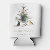 Schattigee moderne Waterverf Meowy kerstboomkatten Blikjeskoeler (Voorkant)