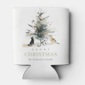 Schattigee moderne Waterverf Meowy kerstboomkatten Blikjeskoeler (Achterkant)