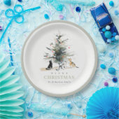 Schattigee moderne Waterverf Meowy kerstboomkatten Papieren Bordje (Feest)