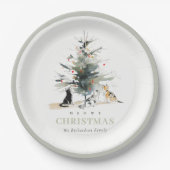 Schattigee moderne Waterverf Meowy kerstboomkatten Papieren Bordje (Voorkant)