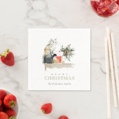 Schattigee Moderne Waterverf Meowy Kerstcadeau Cat Servet (Insitu)