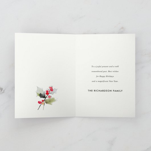 Schattigee Moderne Waterverf Meowy Kerstverlichtin Feestdagen Kaart (Binnen)