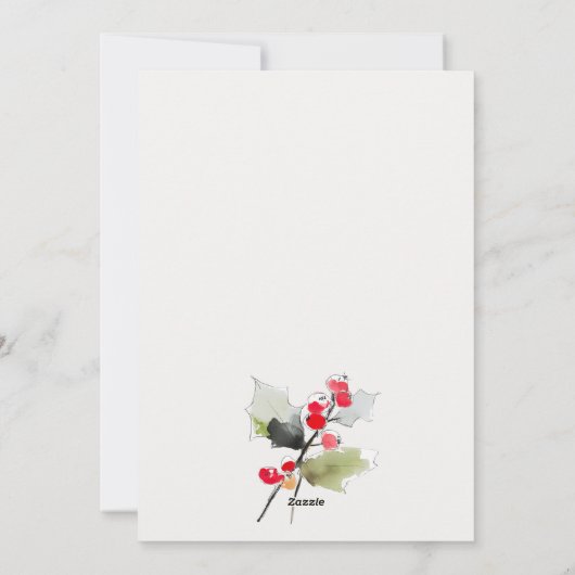 Schattigee Moderne Waterverf Meowy Kerstverlichtin Feestdagenkaart (Achterkant)