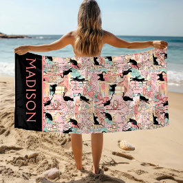 Schattigee moderne Waterverf Paris Cafe Cat gepers Strandlaken