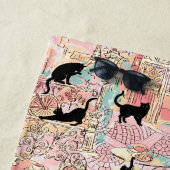 Schattigee moderne Waterverf Paris Cafe Cat gepers Strandlaken (In situ)