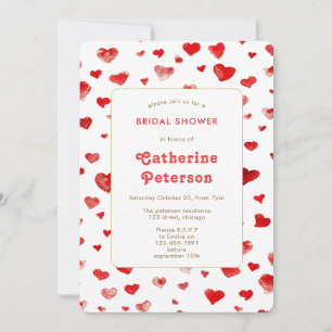 Schattigee moderne Waterverf Red Hearts Vrijgezell Kaart