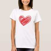 Schattigee moderne witte rode liefdesharten elegan t-shirt (Voorkant)