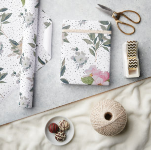 Schattigee moderne witte Waterverf bloemmotief Cadeaupapier