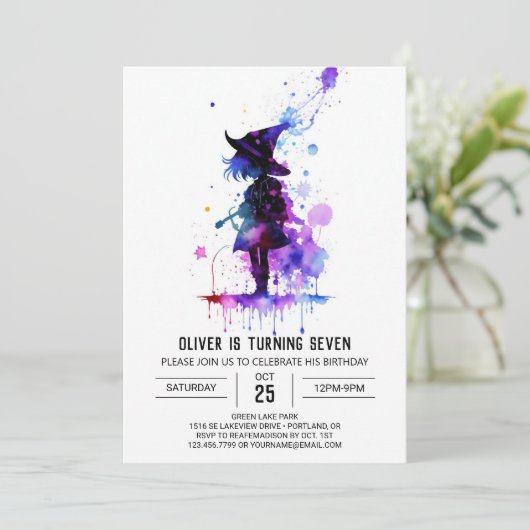 Schattigee Moderne Wizard Verjaardag Kaart (Staand voorkant)