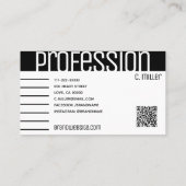 Schattigee moderne zwart wit gestreepte strepen QR Visitekaartje (Achterkant)