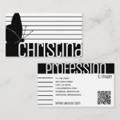 Schattigee moderne zwart wit gestreepte strepen QR Visitekaartje (Voorkant / Achterkant)