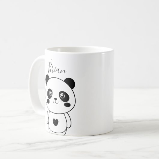 Schattigee moderne zwart-witte panda koffiemok (Voorkant links)