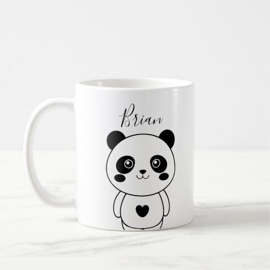 Schattigee moderne zwart-witte panda koffiemok (Links)