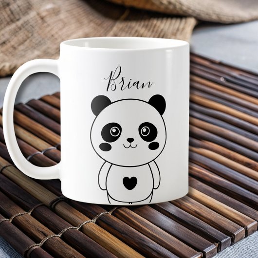 Schattigee moderne zwart-witte panda koffiemok
