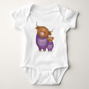 Schattigee moeder & baby Highland koe baby bodysui Romper