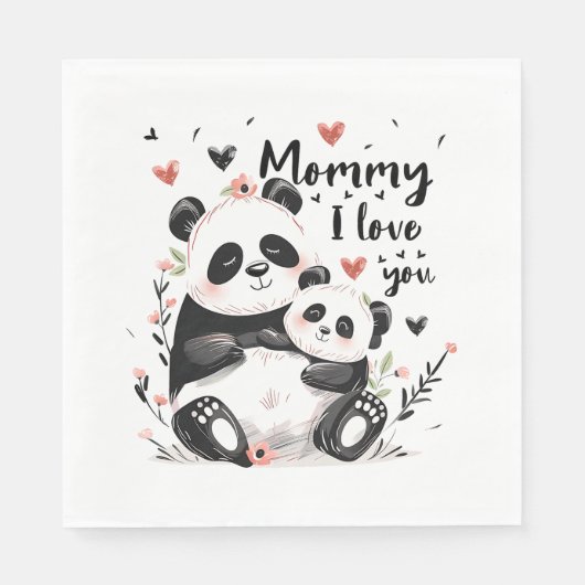 Schattigee moeder Baby Panda Servet (Voorkant)