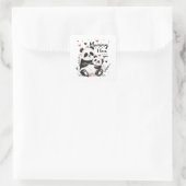 Schattigee moeder Baby Panda Vierkante Sticker (Tas)