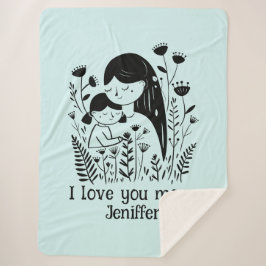 Schattigee moeder & dochter knuffelen Moederdag bl Sherpa Deken