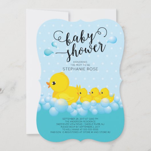 Schattigee Moeder Eend & Triplets Baby shower Uitn Kaart (Voorkant)