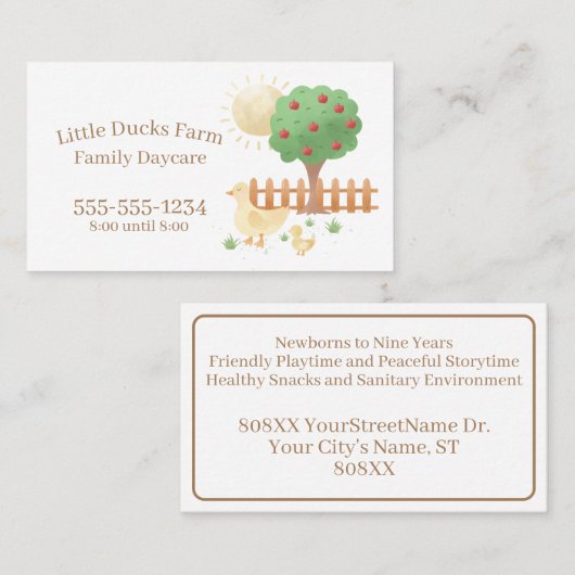 Schattigee Moeder en Baby Duck Kinderopvang Profes Visitekaartje (Voorkant / Achterkant)