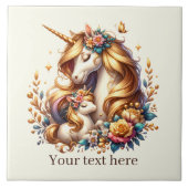 Schattigee Moeder en baby eenhoorn Tegeltje (Voorkant)