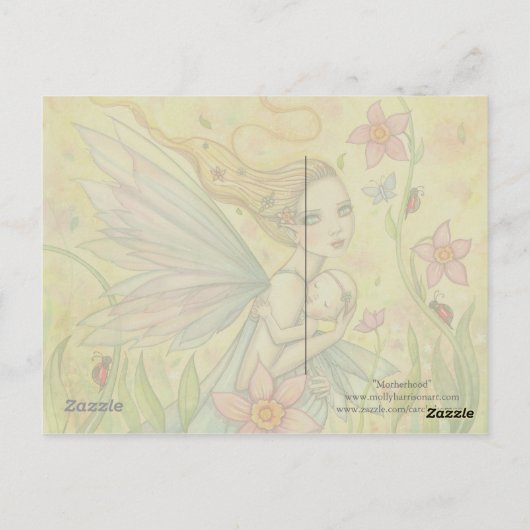 Schattigee Moeder en Baby Fairy Fantasy Illustrati Briefkaart (Achterkant)