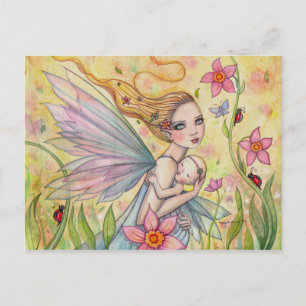Schattigee Moeder en Baby Fairy Fantasy Illustrati Briefkaart