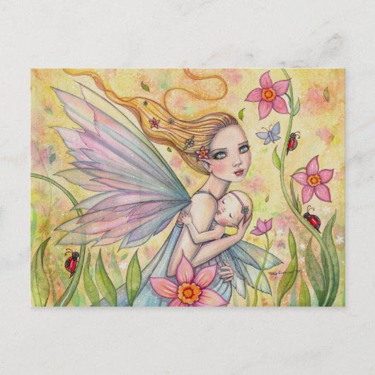Schattigee Moeder en Baby Fairy Fantasy Illustrati Briefkaart (Voorkant)