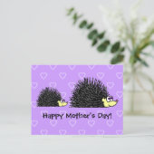 Schattigee moeder en Baby Hedgehog Moederdag Brief Briefkaart (Staand voorkant)