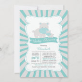 Schattigee Moeder en Baby Hippo Jongens Baby showe Kaart (Voorkant)