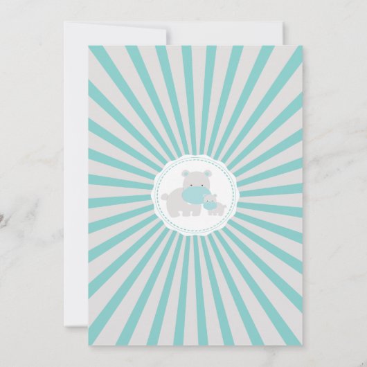 Schattigee Moeder en Baby Hippo Jongens Baby showe Kaart (Achterkant)