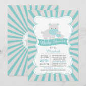 Schattigee Moeder en Baby Hippo Jongens Baby showe Kaart (Voorkant / Achterkant)