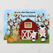 Schattigee moeder en Baby Koe Herfst Baby shower U Kaart (Voorkant / Achterkant)