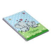 Schattigee moeder en Baby olifant, gepersonaliseer Notitieboek (Rechterzijde)