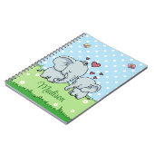 Schattigee moeder en Baby olifant, gepersonaliseer Notitieboek (Linkerzijde)