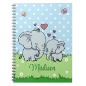 Schattigee moeder en Baby olifant, gepersonaliseer Notitieboek (Voorkant)