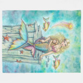 Schattigee Moeder en Dochter Zeemeermin Fantasy Ar Fleece Deken (Voorkant (Horizontaal))