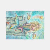 Schattigee Moeder en Dochter Zeemeermin Fantasy Ar Fleece Deken (Voorkant (Horizontaal))